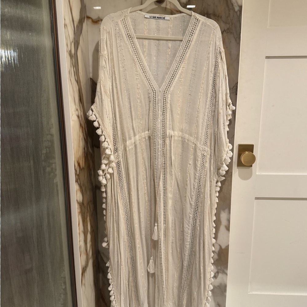 White Tassel Women Swim Coverup